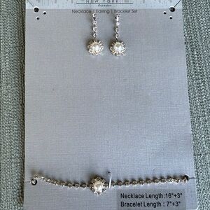 Nicole Miller Ununsed Pearl and Rhinestone Bracelet and Earrings